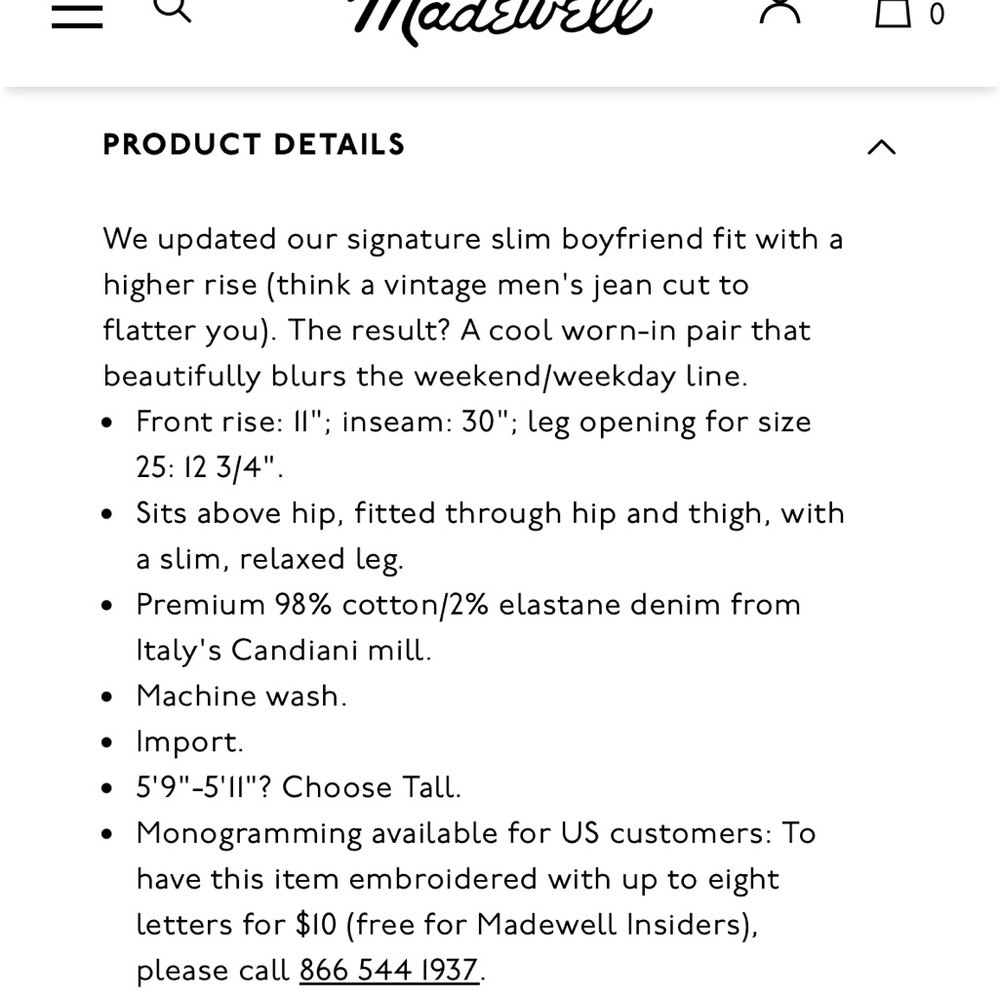MADEWELL The High Rise Slim Boyjean 26/2 indigo denim jeans | discont’d … - Picture 11 of 14